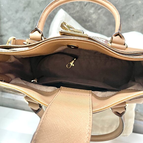 *GREAT CONDITION* Michael Kors Hamilton Saffiano Leather Medium Satchel in Khaki - Picture 13 of 14